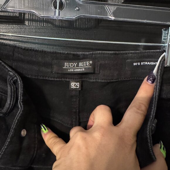 NWOT Judy Blue 90s Straight Black Distressed Denim 9/29 - Picture 2 of 3